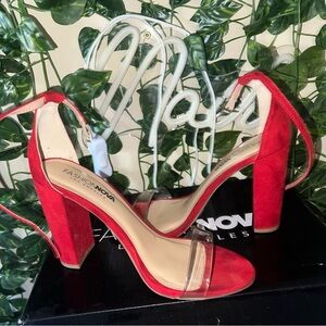 Fashion Nova Vibrant Red Block Heels